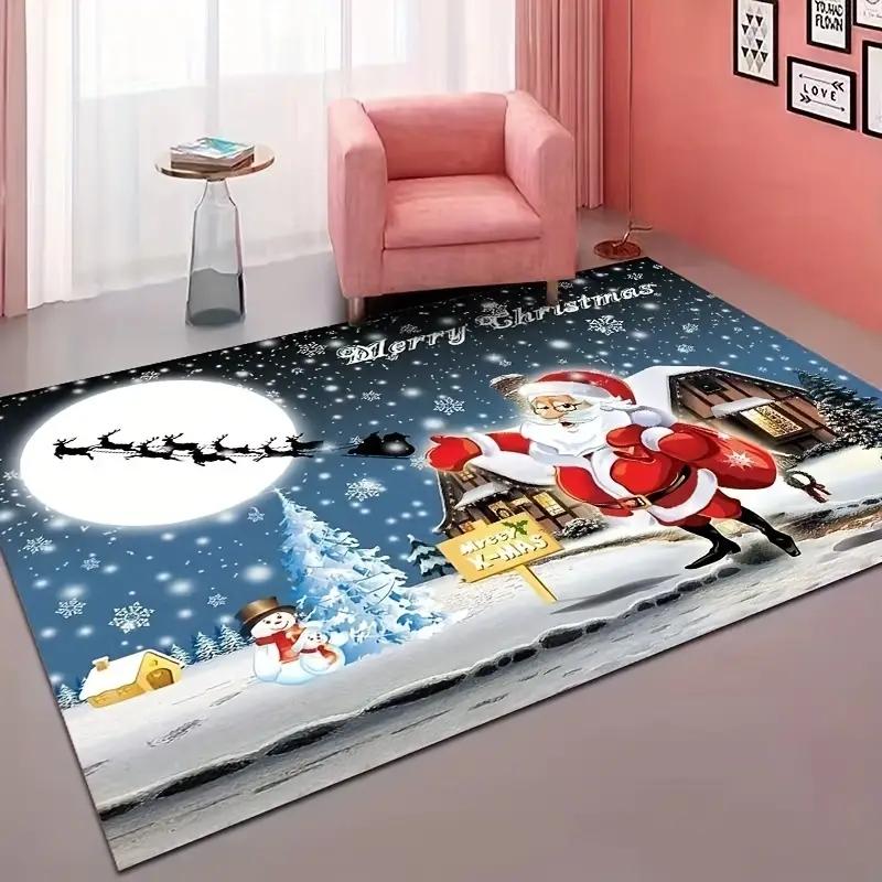 

Рождественский ковер с Санта-Клаусом и лосем для декора гостиной, ковер большой площади под диван и журнальный столик, кухонный коврик для прихожей и балкона, коврик для спальни 40x60cm 16x24inch