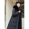Winter Down Cotton Parkas Jacket Women's X-Long Faux Fur Collar Padded Jacket Thick Loose Large Size Padded Jacket