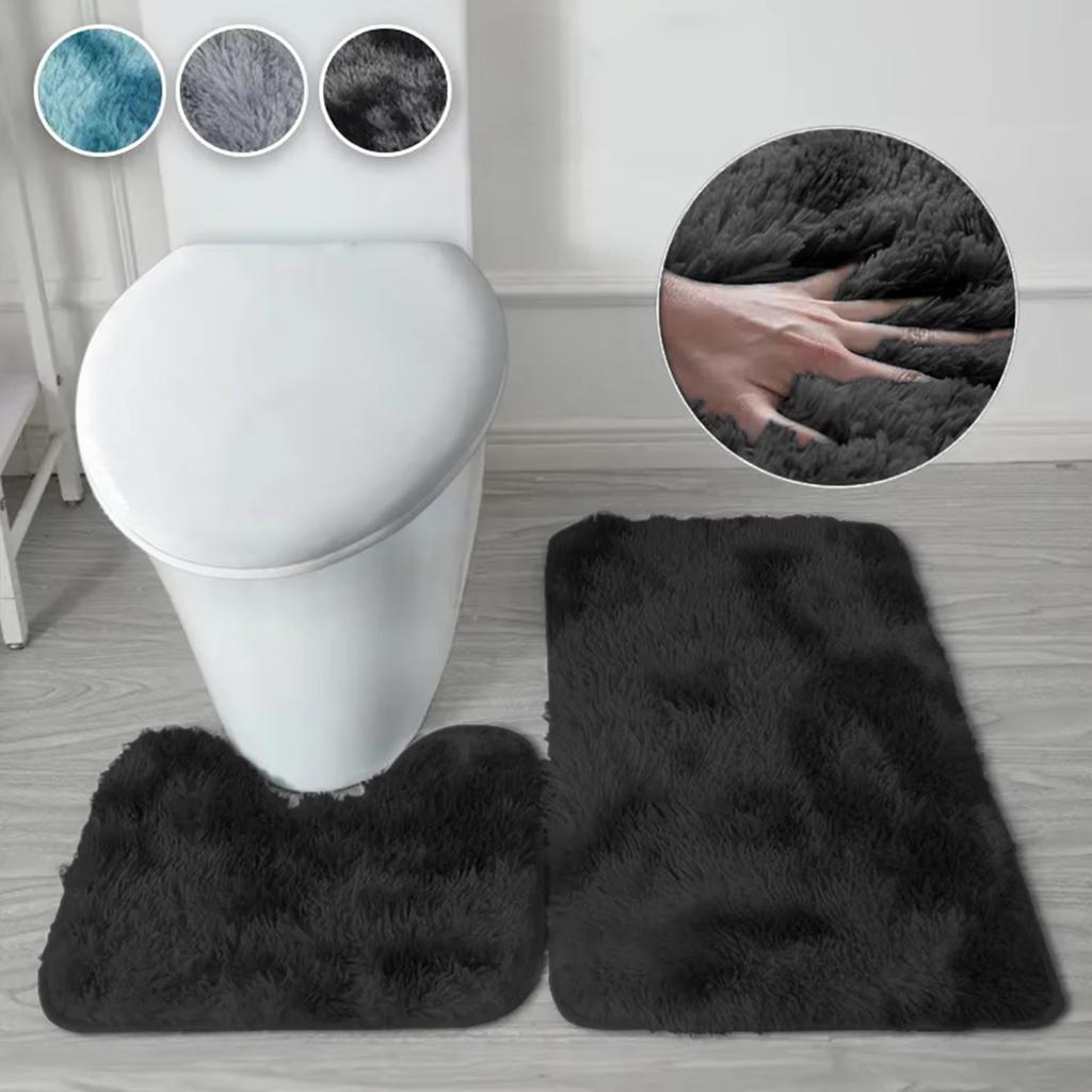 2 Stück WC-Fußmatte Matte Rutschfest Warm Weich WC-Teppich Saugfähige Matte Langer Flor Fußbodenmatte Fußabtreter Heimdekoration