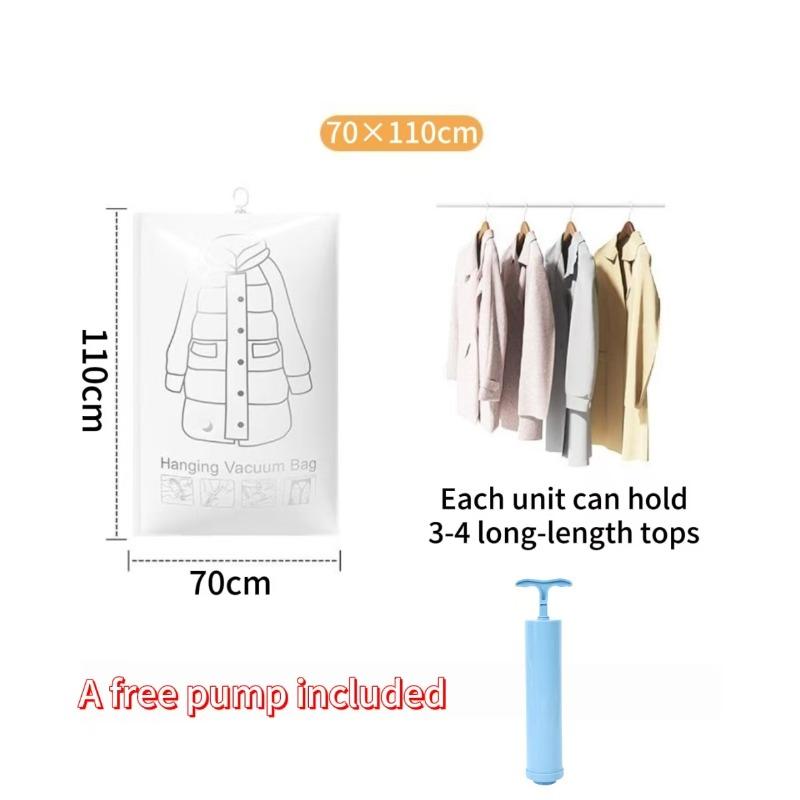 Hanging Vacuum Compression Bag Travel Coat Sweater Storage Bag Reusable Home Dustproof Closet Down Jacket Storage Bag