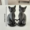 Cute Small Cats Sculpture With Heart Design Black Kitten Couple Figurine For Bedsides Table And Wedding Parties Present