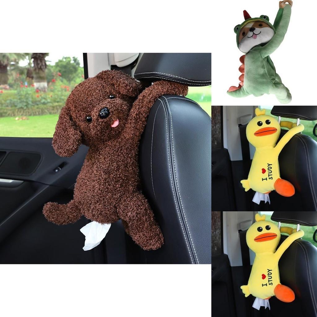 Cartoon Animal Car Tissue Box Plush Material Backseat Hanging Cute Design