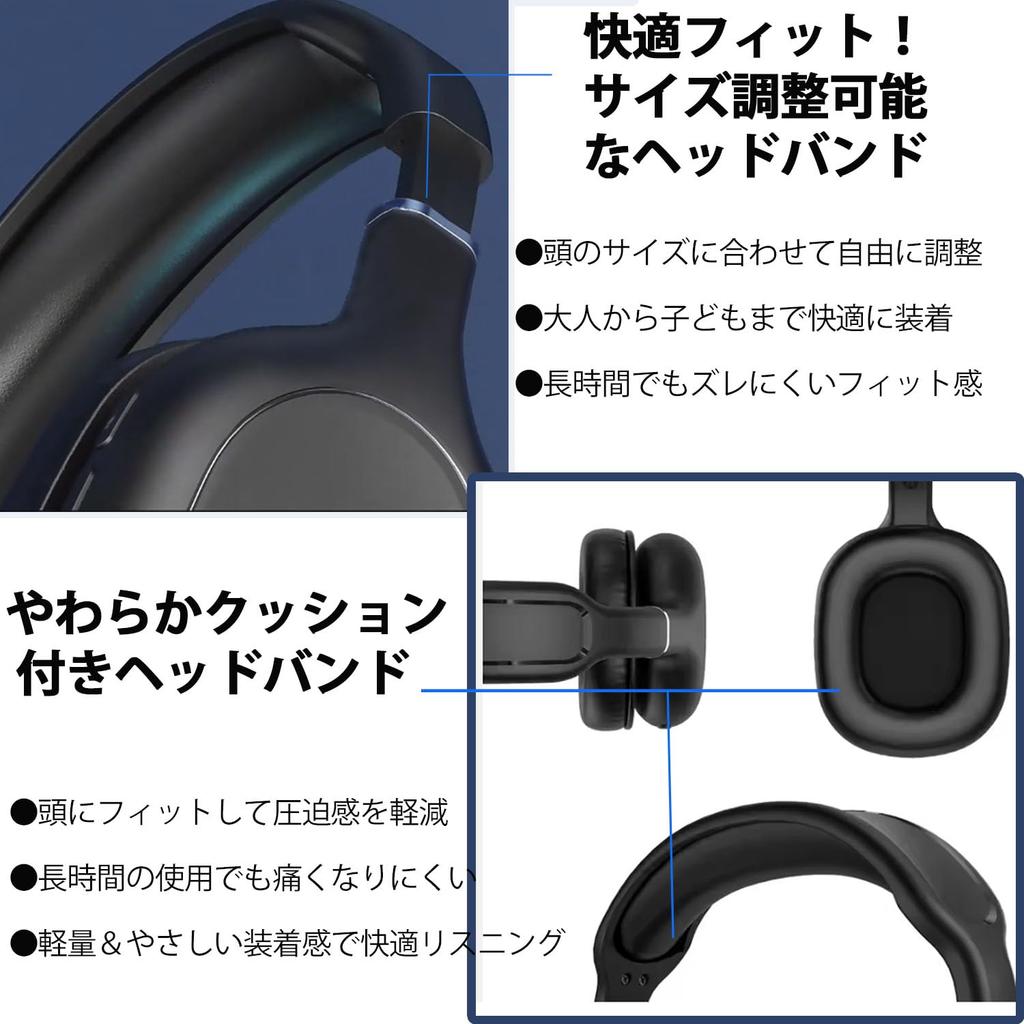 Bluetooth 5.4 Headset FS-BTHDL03-BK, Kabel- und Drahtlos-kompatibel, 40-mm-Treiber, Eingebautes Mikrofon, Faltbar, Leichtgewicht, Lange Wiedergabedauer,