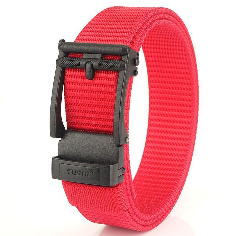 

Belt Men s Outer Wear Toothless Automatic Buckle Nylon Knitted Korean Style All-matching Ins Canvas 120cm червоний