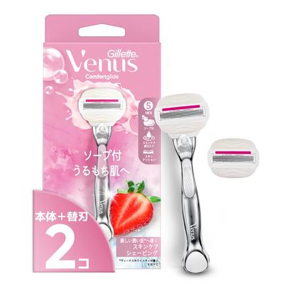 VENUS Razor for Comes with Strawberry Field For Moist Main 2 Replacement Comfort Glide Women, Soap, Scent, Skin, Unit, Blades,
