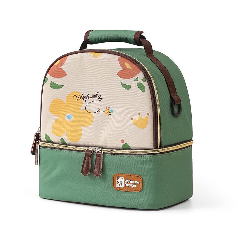 

Mummy Bag Backpack Multi-functional Double-layer Milk Bag Mini Portable Breast Milk Refrigeration Bag Milk Storage Ice Bag зелёный