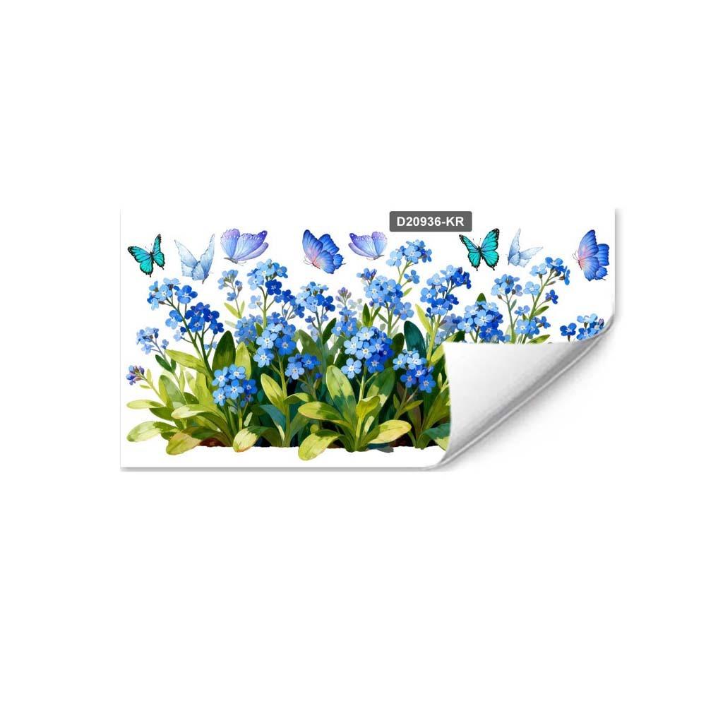 Tulip and Leaf Colorful Flower Window Stickers Glass Wall Decal Flower Butterfly Glass Electrostatic Film Floral Print Rose