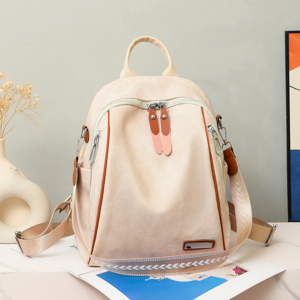 Backpack for Ladies New Casual, Large Capacity Fashionable and Versatile Schoolbag Soft Leather Backpack Lightweight