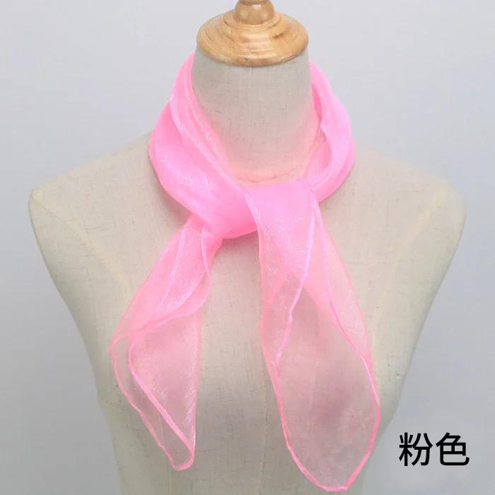 

21 цвет 60*60 см Прозрачные шифоновые шарфы для девочек Шарф для танцев под музыку Конфетные цвета Женские уличные шарфы розовый