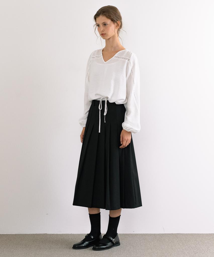 Laminez Marmond Pleated Long Skirt - Black