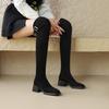 Krazing Pot Flock Autumn Winter Shoes Med Heels Size 43 Over-the-knee Boots Slip on Elastic Thigh High Boots