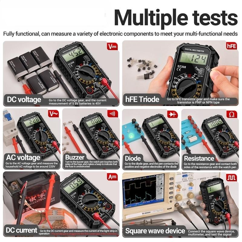 2026 SZ308 1999 Count Digital Multimeter AC/DC High-Precision Multi-function Voltage Current Resistance Multimeter Tester Tools