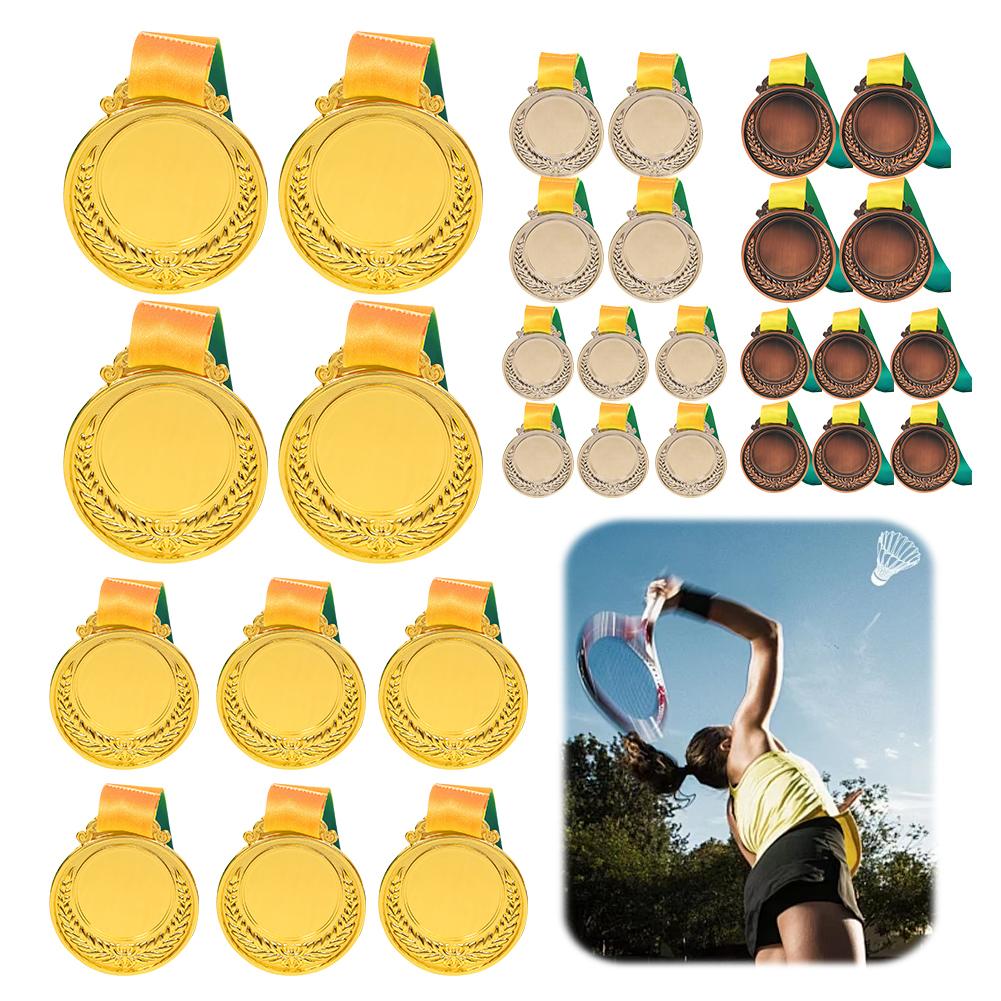 10Pcs Gold/Silver/Bronze Medal Award Medals with Neck Ribbon Students Rewards Metal Winner Medals for Talent Show Party Race