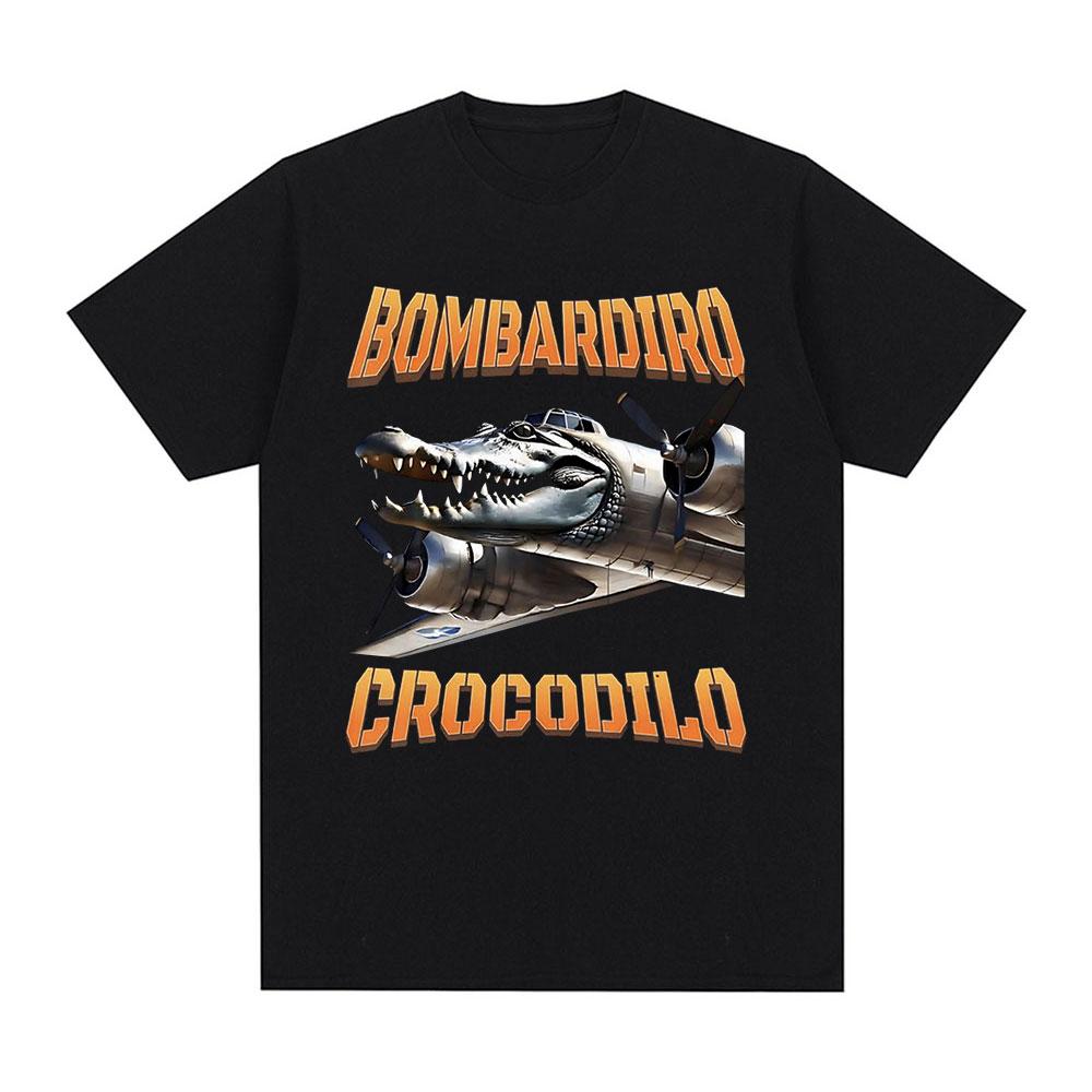 Bombardiro Crocodilo Crocodile Plane Bomber Funny Humor T-shirt Men's Women Casual Cotton Short Sleeve T Shirts Comfort T-shirts