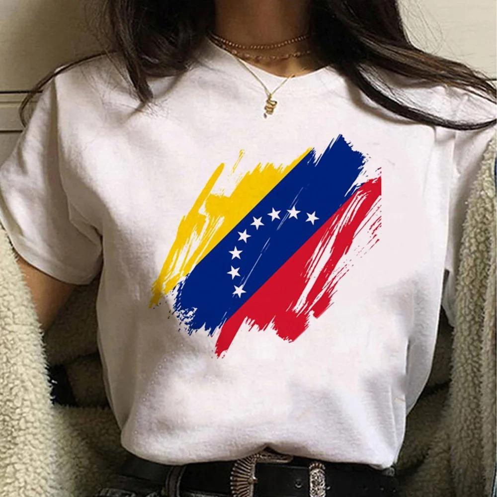 Venezuela Print Y2K T-Shirt Damen 90er Trend Neues Damen-Tee Mode Weiß Kurzarm T-Shirt Grafik-Top Print Damenbekleidung