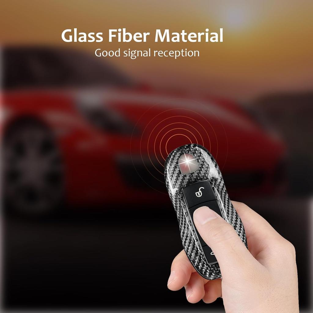 Für Porsche 918 Kohlefaser Schlüsselhülle Schale Abdeckung Schutz für Porsche Cayenne Panamera Macan 718 911 Boxster Cayman (Schwarz)