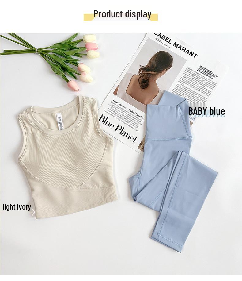 Damen Ripp-Y-Rücken Yoga Tanktop mit festen Cups - Hohe Elastizität, Figurbetont, Integrierter Sport-BH