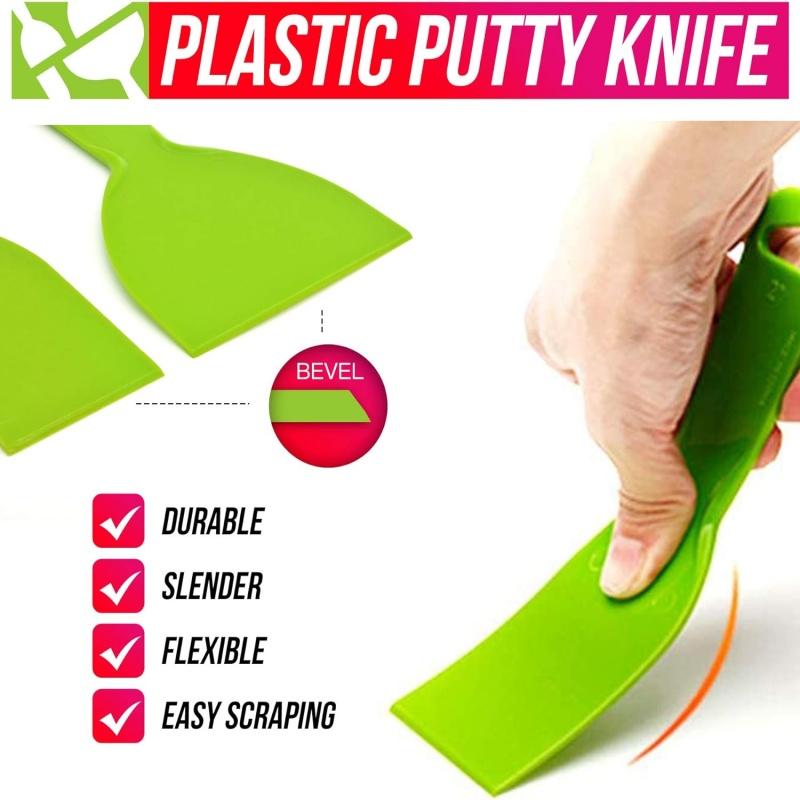 

5Pcs Putty Knife Set Flexible Plastic Paint Scraper Tool for Spackling,Wallpaper Scraper,spatula scraper, Drywall Repair Spackle 1set-2 4 6 8 10 Inch