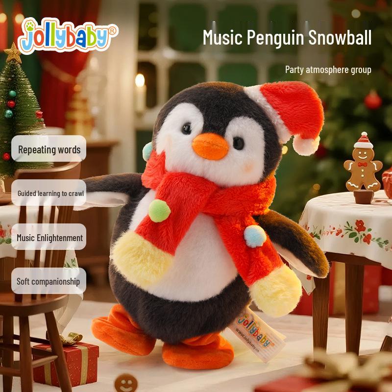 Jollybaby Penguin Music Soothing Doll - Infant Early Education Toy for Baby s First Words, Ideal Christmas Gift 22 cm