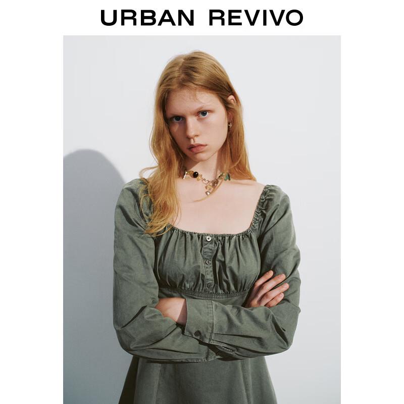 UR 2024 Autumn Women's Square Neck Slim-fit Short Dress