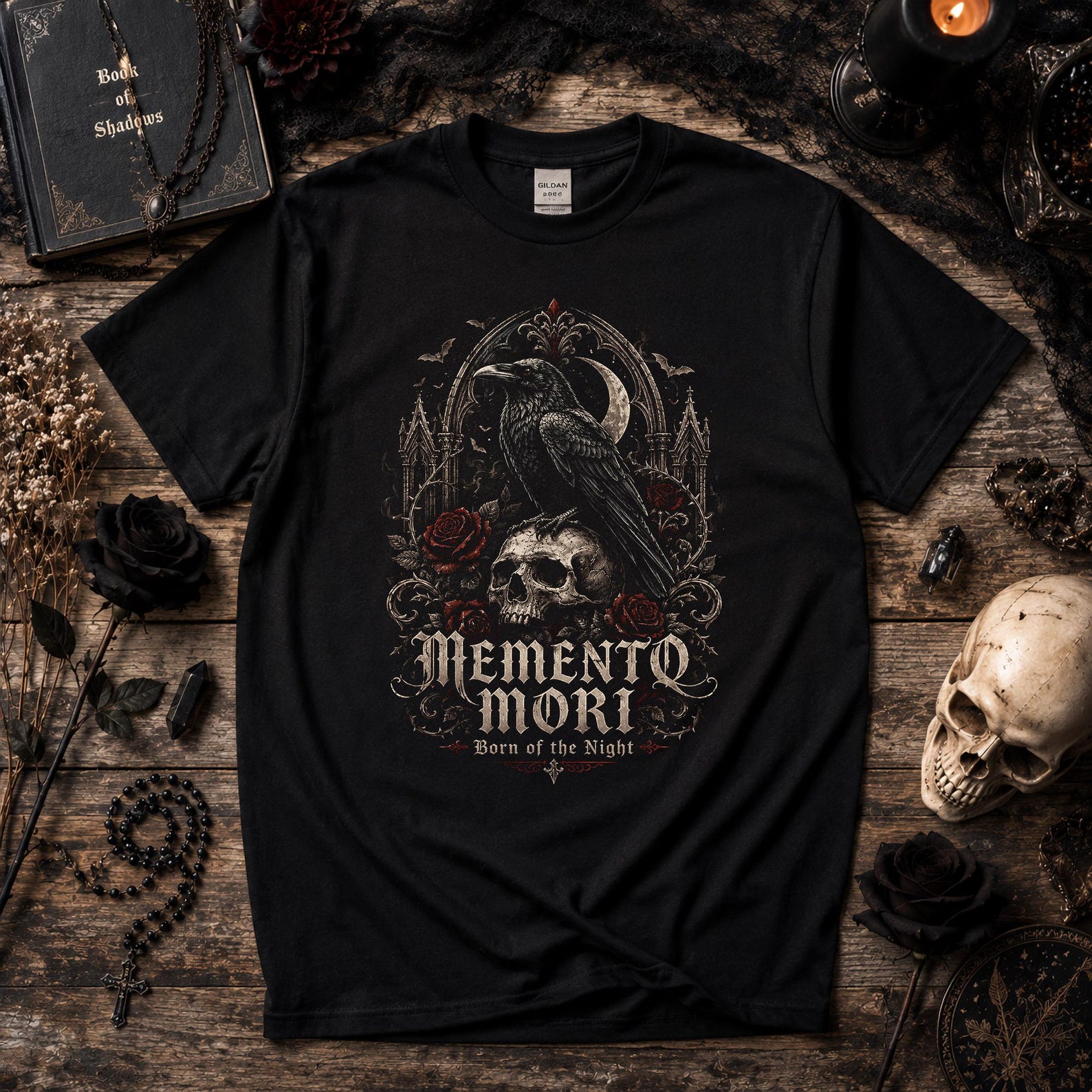Memento Mori Shirt: Gothic Tee | Dark Academia Clothing | Victorian Goth Aesthetic T Shirt Stoicism Gift | Dark Academia Tee S