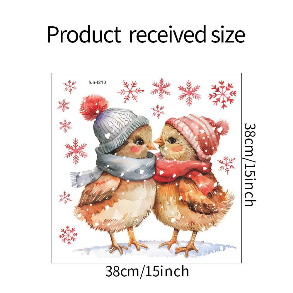 

Рождество Мультфильм Птицы Снег Стеклянные Двери и Окна Домашний Ландшафтный Дизайн Наклейки на Окна Электростатический УФ 38*38CM/fun-f210