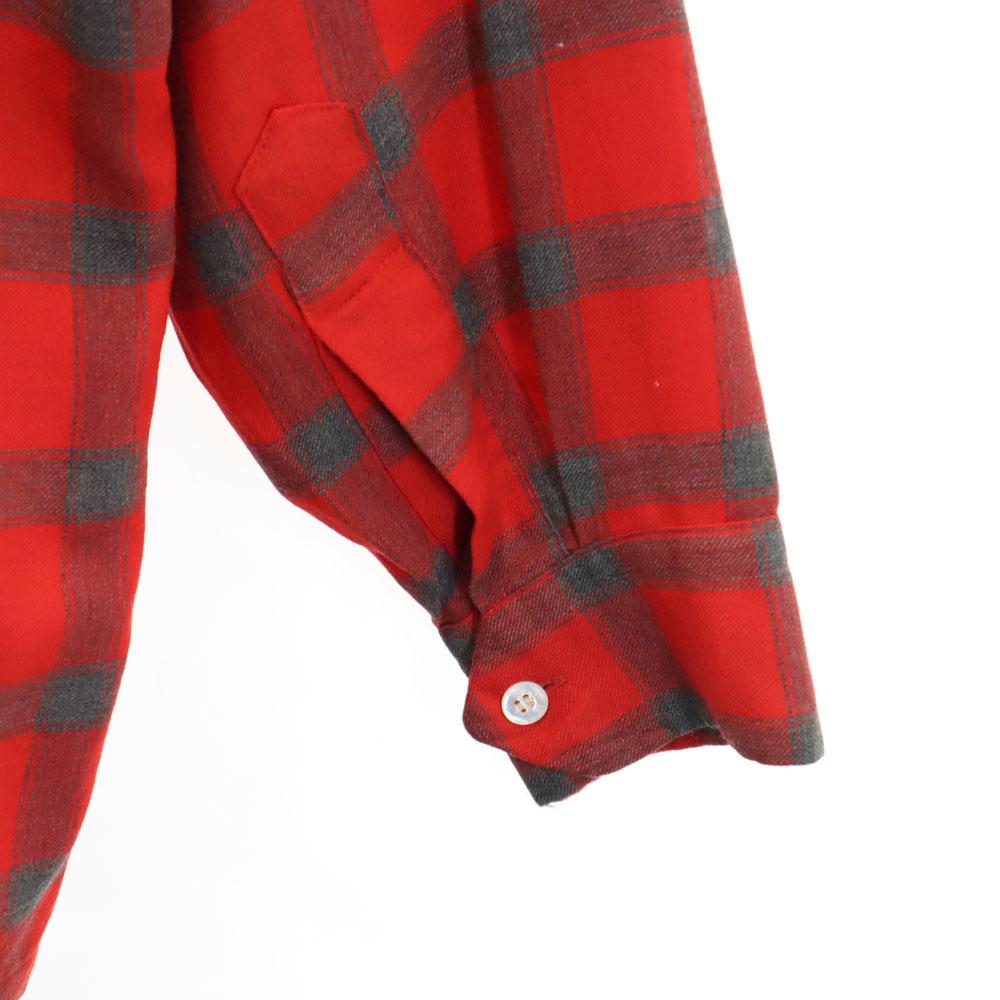 Lanerossi 50s 60s Vintage Box Silhouette Check Pattern Long sleeve Open collar shirt Men's Used