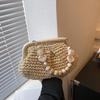 Vävd halmväska, ny nischdesign för kvinnor. High-end sommar-allmatch-handväska Axelremsväska