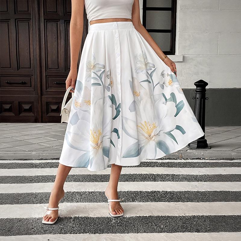 2026 Floral Mid-Length Summer Skirt - Women's Casual Vacation Style