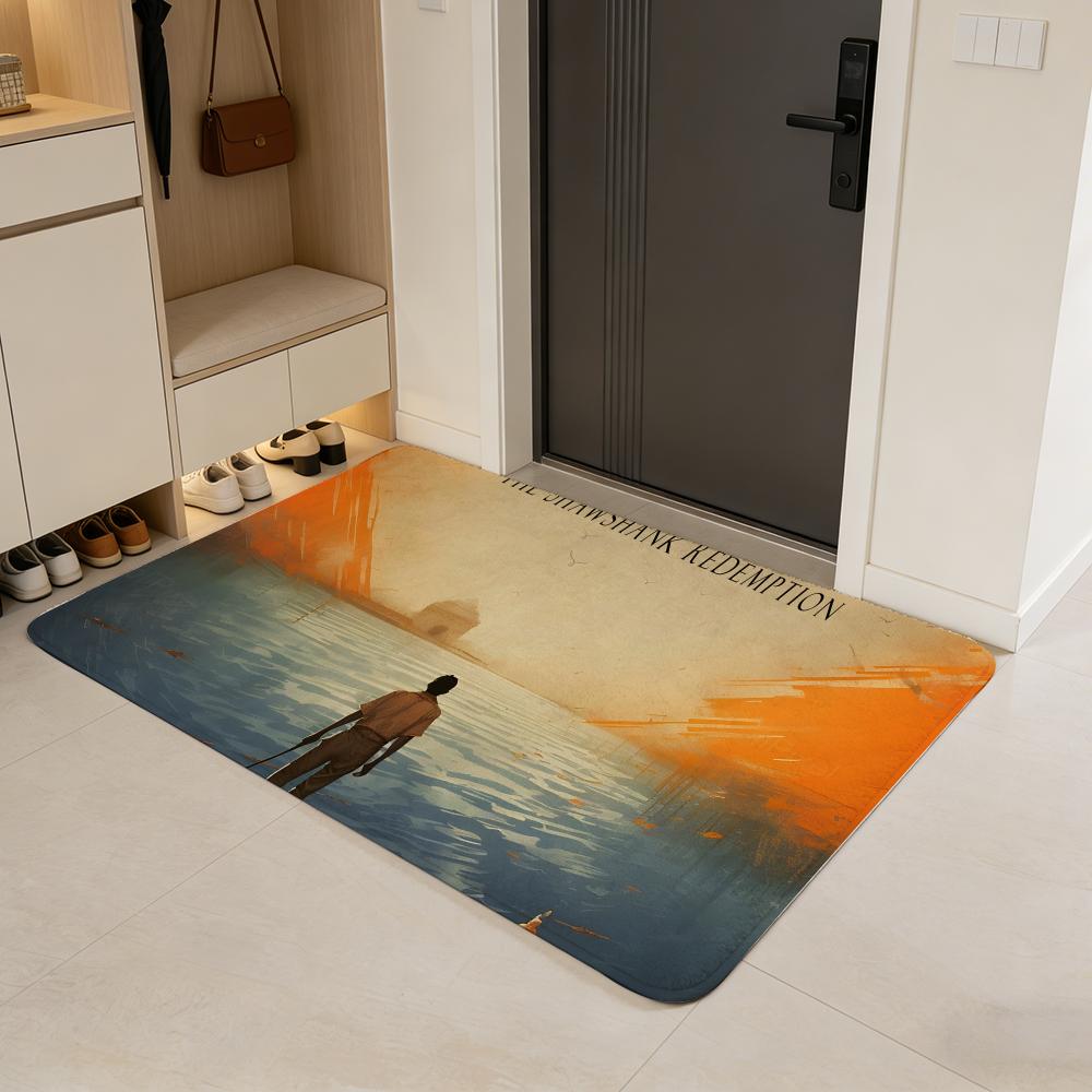 movie T-The Shawshank Redemption Floor Mat Flannel Door Mat Non-Slip Absorbent Washable Indoor Home Rug