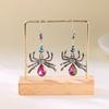 Creative Halloween Spider Earrings Exaggerated Colorful Rhinestone Crystal Dangle Earrings Gothic Party Jewelry For Women Men