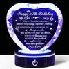50th Birthday Gifts for Women Men Crystal Heart with Colorful Light Base, 6 Lights Modes Crystal Keepsake Night Light with Meaningful Words and