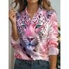 Women's Shirt 2026 New Spring Fashion Tiger Cat Peacock Shirt Tops Blouse Temperament Sense Long Sleeve Animal Print Shirts Tops
