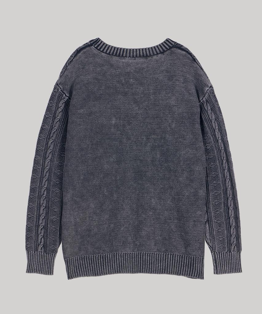 AT THE MOMENT Garment-Dyed Cotton Cable Knit_Charcoal