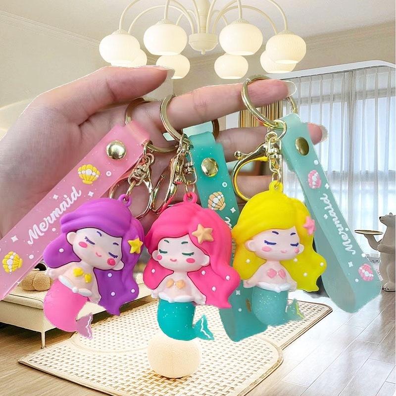 Mermaid Keychain Cartoon Cute Pendants Key Holder Decoration Bag Charm Gifts Kid