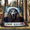 1pc Ghostface, Horror Mask Outdoor Flannel Blanket, Lightweight Warm Cozy for Travel Camping Office Soft Polyester Fabric