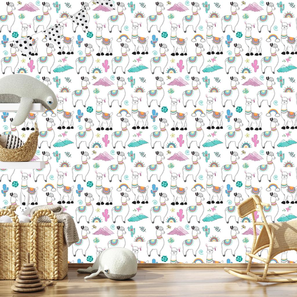 Llama cacti and mountains wallpaper for living room and bedroom 50x1000