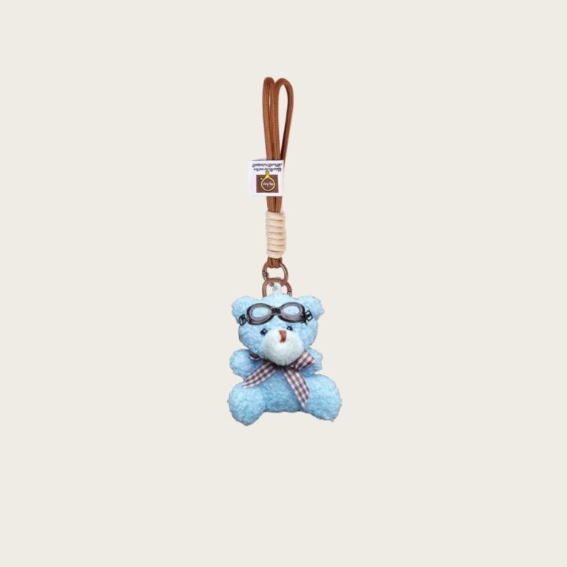 

Doll Plush Doll Cartoon Keychain Pendant Mini Toy Cute Bear Short Bow Tie Bag Lanyard Pendant синій