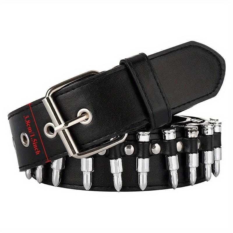 1Pc 43.31inch Punk Style Round Rivet Belt, Casual Wide Waist Belt with Panel, PU Leather Materials, for Men and Women, Night Out, Weekend Casual