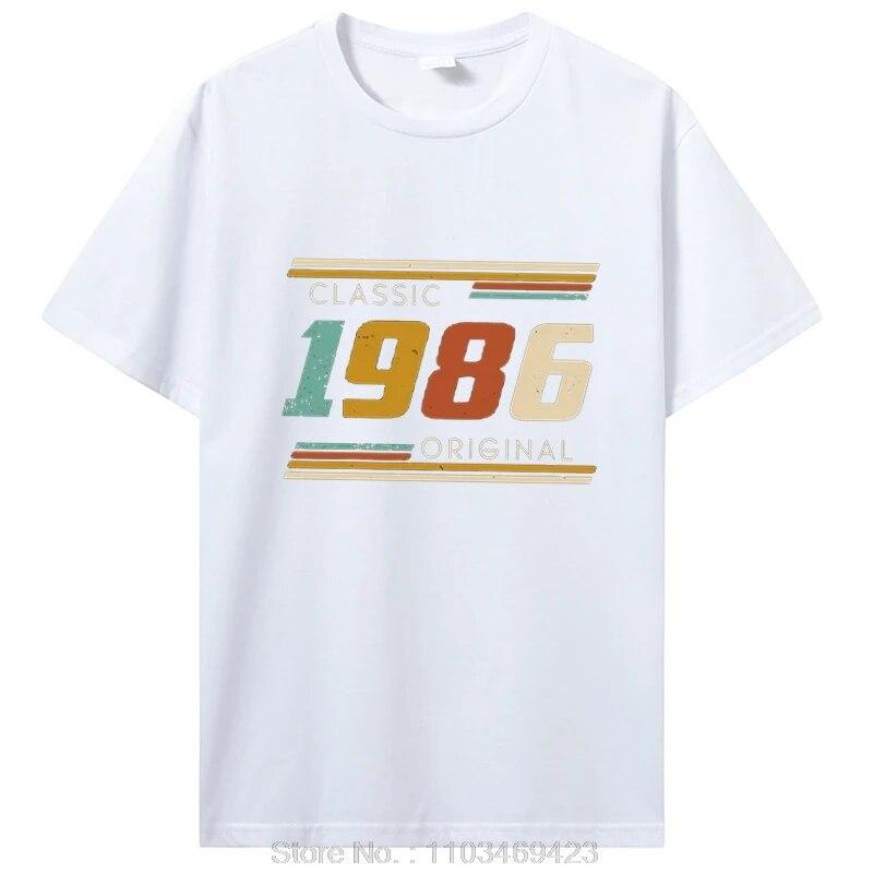 Lustiges Vintage 1986 T-Shirt Sommerstil Grafik Baumwolle T-Shirt Streetwear Geburtstagsgeschenke T-Shirt Unisex Kleidung Übergroß