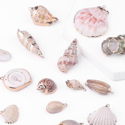 2pcs Natural Charms Elegant Conch Sea Shells Pendant Plating for DIY Jewelry Making