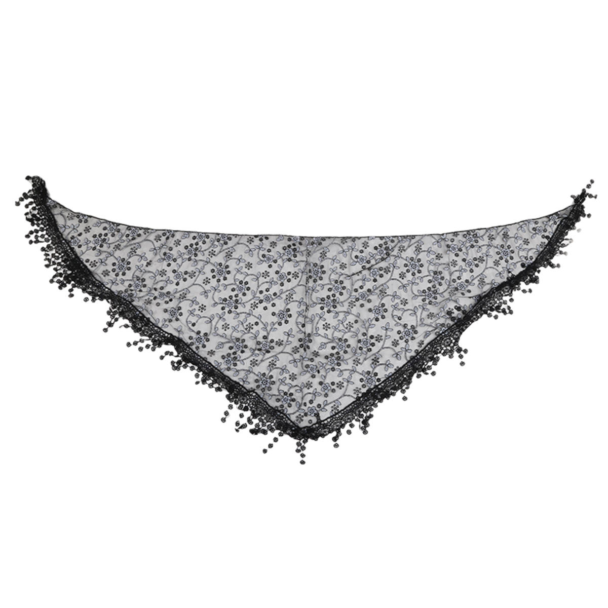 

Модный платок на голову Кружевной шифоновый платок с кисточками Сетчатый шарф Женский Осенне-зимний Длинный шарф-вуаль Европа и Америка Женская шаль чёрный