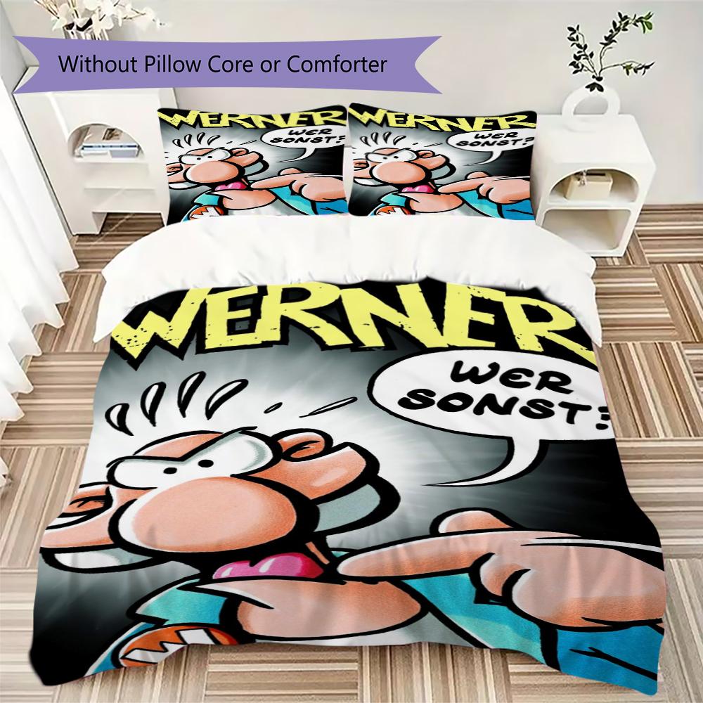 Werner Comic Pattern Bedding uilt Set uilt Cover Pillowcase Home Decoration Birthday Gift (1 * duvet cover + 2 * pillowcase without core)245