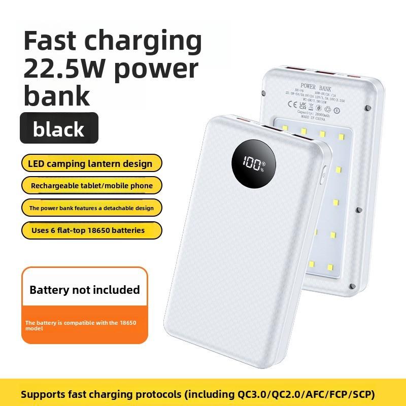 Portable Battery Case With Wireless Charging And Camping Light For Outdoor Use