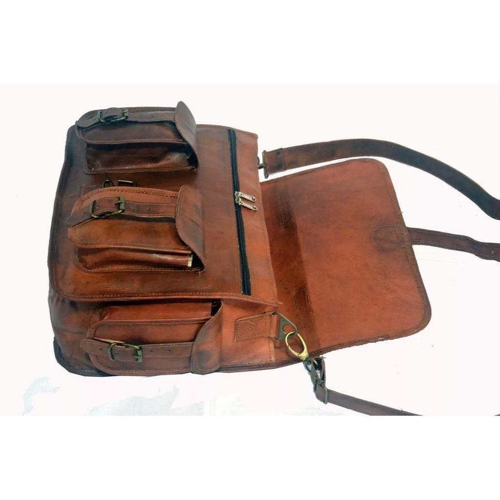 Men's Genuine Vintage Brown Leather Messenger Bag Shoulder Laptop Briefcase