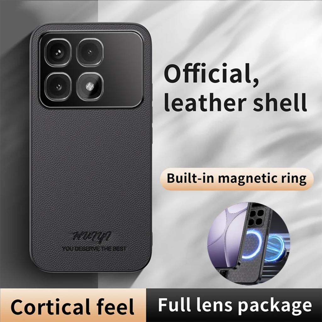 Leather Case for Xiaomi Redmi K70 Ultra K70Ultra Car Magnetic Holder Luxury Silicone Protection Phone Cover RedmiK70Ultra Shell