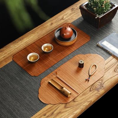 Multicolor Bamboo Tea Mat Heat Insulation Anti Scalding Tea Ceremony Accessories Multi-shape Hand-woven Tea Mat