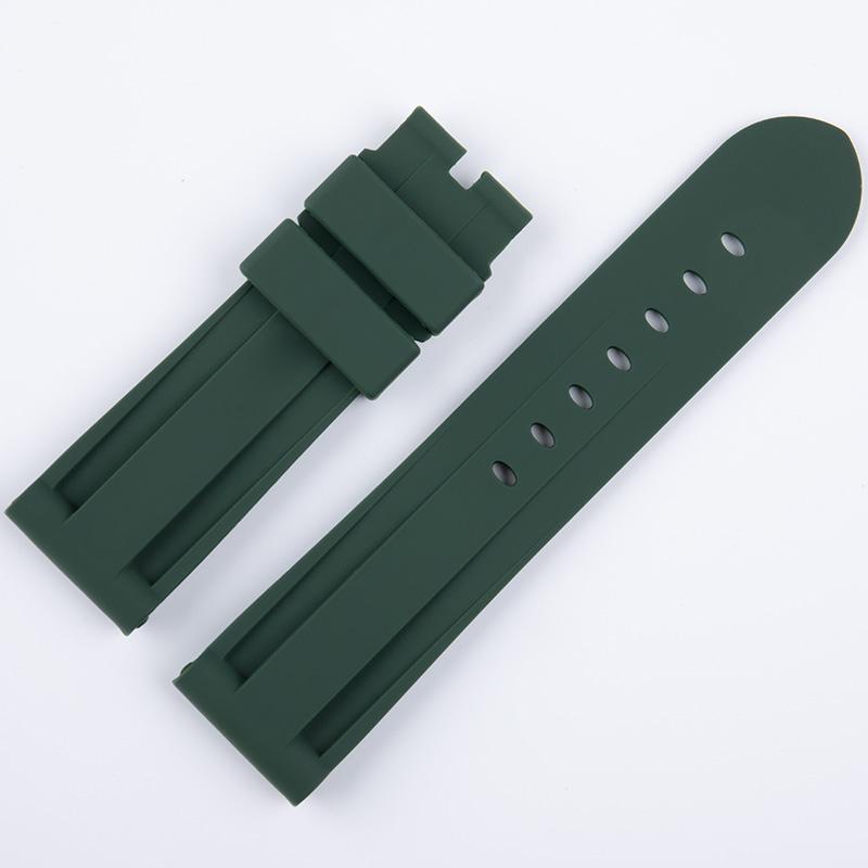 22/24/26mm Grün Blau Rot Braun Wasserdichtes Weiches Silikon Uhrenarmband Für Panerai Armband Für PAM441 111 Armband Mit Edelstahlstift