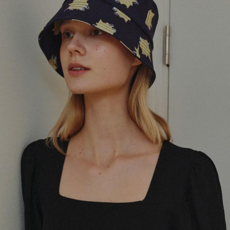 TRWA FLORAL-PRINT BUCKET HAT(NAVY)
