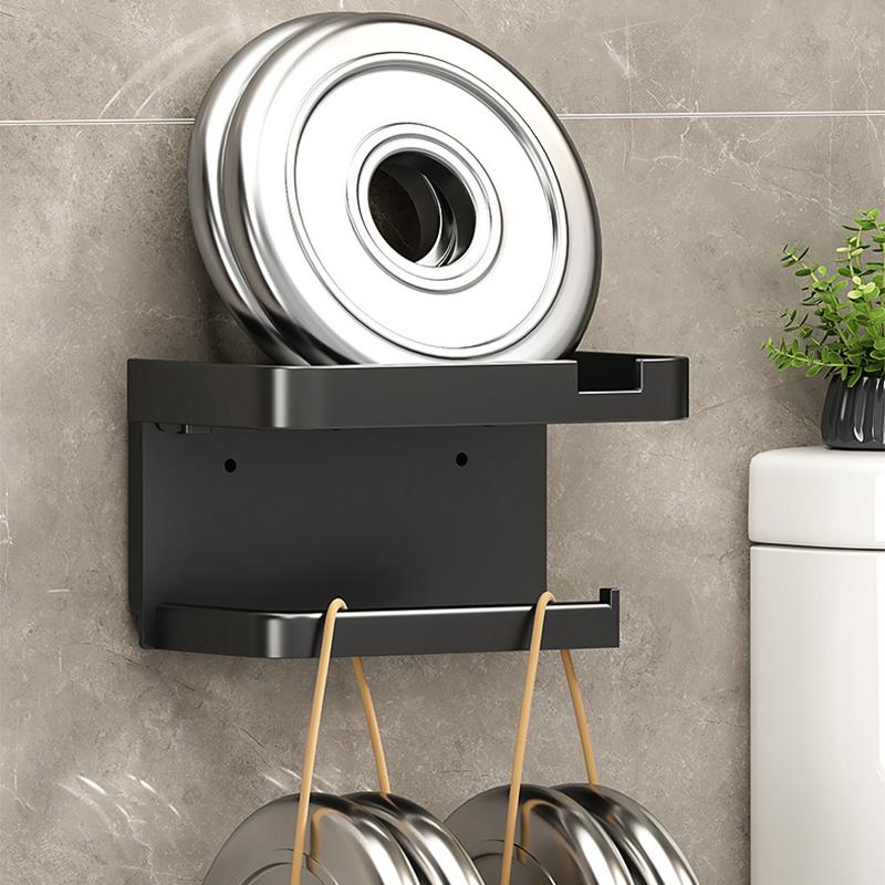 1 Pack Wall-Mounted No-Drill Toilet Paper Holder with Shelf and Phone Holder, Polypropylene Material, Bathroom Tissue Roll Dispe